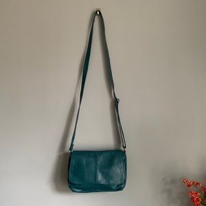 Leather crossbody purse - teal